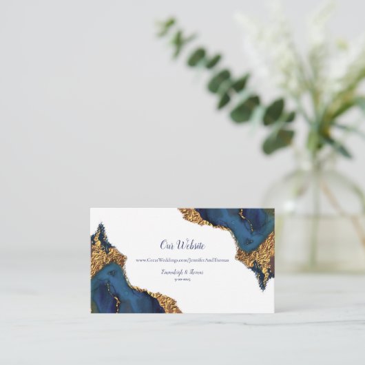 エンチャント抽象芸術ブルー結婚金ゴールドのウェブサイト エンクロージャーカード (スタンド正面)