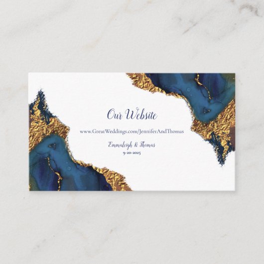 エンチャント抽象芸術ブルー結婚金ゴールドのウェブサイト エンクロージャーカード (正面)