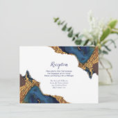 エンチャント抽象芸術ブルー金ゴールドウェディングレセプション エンクロージャーカード (スタンド正面)