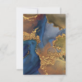 エンチャント抽象芸術ブルー金ゴールドウェディングRSVP 出欠カード (裏面)