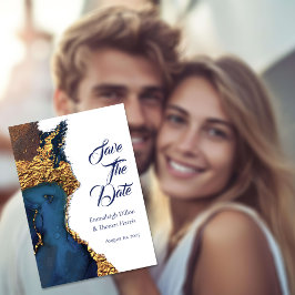 エンチャント抽象芸術ブルー金ゴールド セーブザデート