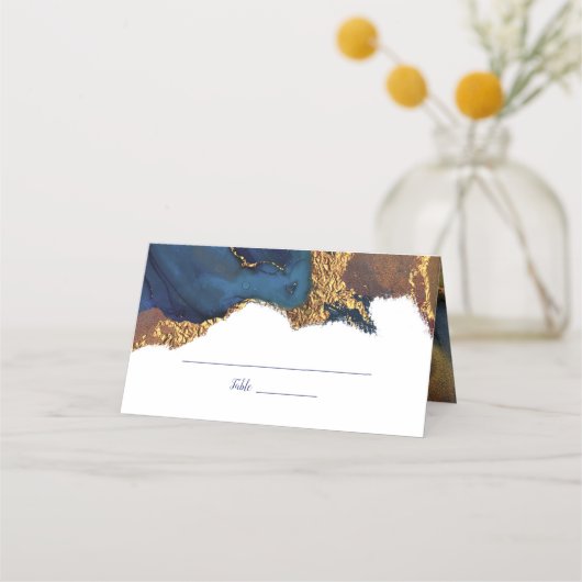 エンチャント抽象芸術ブルー金ゴールド プレイスカード (正面)