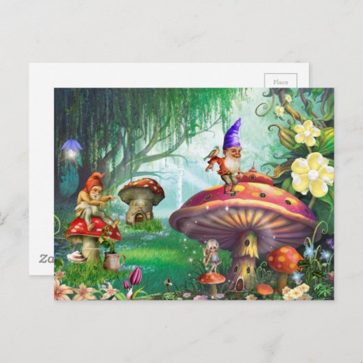 エンチャント格言マッシュルームフラワーガーデン ポストカード (正面/裏面)