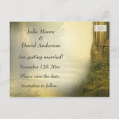エンチャント森のアーチ結婚式の日付を保存 案内ポストカード (裏面)
