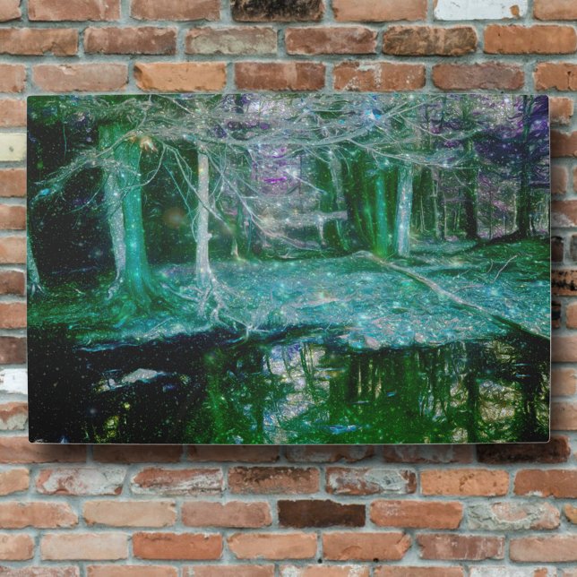 エンチャント森の池ファンタジーアートメタルプリント メタルプリント (クリエイターアップロード済み)