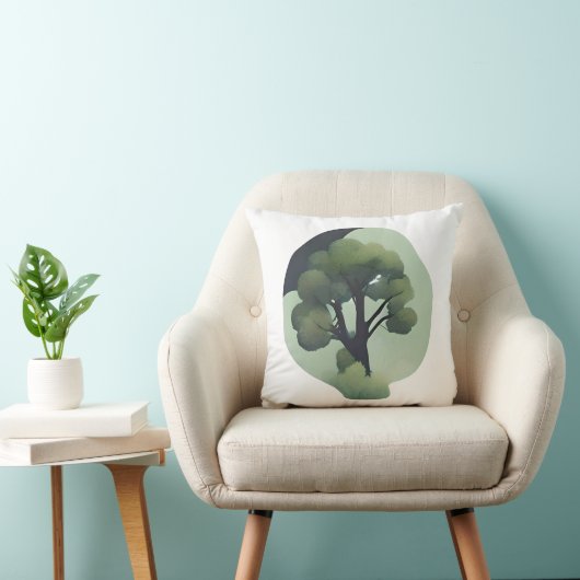 エンチャント森シルエット – 静かなツリーアート クッション (椅子)