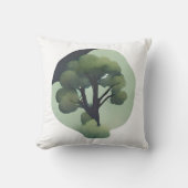 エンチャント森シルエット – 静かなツリーアート クッション (正面)