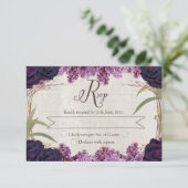エンチャント森パープルウェディングRSVPカード 出欠カード (スタンド正面)