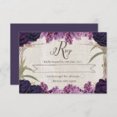 エンチャント森パープルウェディングRSVPカード 出欠カード (正面/裏面)