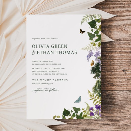 エンチャント森ヴィンテージ結婚ウッドランドのインビタティ 招待状