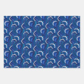 エンチャント王室のブルーアーリー春フローラルパターン ラッピングペーパーシート (正面3)