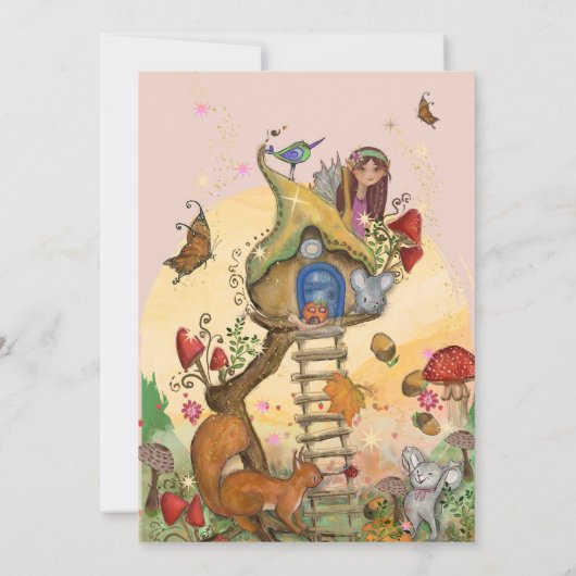 エンチャント秋の妖精のベビーシャワー招待状 招待状 (裏面)