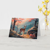 エンチャント秋の鹿の森シーンデザイン カード (黄色い花)