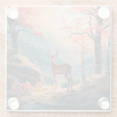 エンチャント秋の鹿の森シーンデザイン ガラスコースター (裏面)