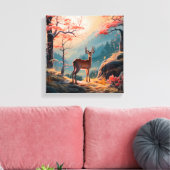 エンチャント秋の鹿の森シーンデザイン キャンバスプリント (インサイチュ (リビング))