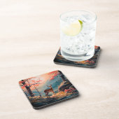 エンチャント秋の鹿の森シーンデザイン コースター (右側)