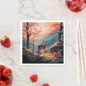 エンチャント秋の鹿の森シーンデザイン スタンダードカクテルナプキン (インサイチュ)