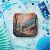 エンチャント秋の鹿の森シーンデザイン ペーパープレート (パーティー)