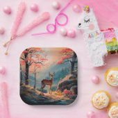 エンチャント秋の鹿の森シーンデザイン ペーパープレート (パーティー)