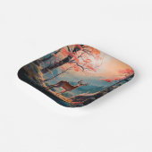 エンチャント秋の鹿の森シーンデザイン ペーパープレート (傾斜あり)