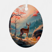 エンチャント秋の鹿の森シーンデザイン メタルオーナメント (正面)