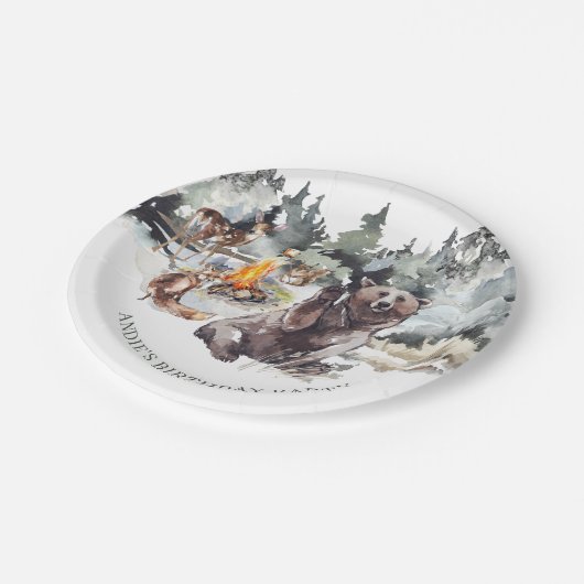 エンチャント素朴ドフォレストウッドランドボーイ1歳誕生日 ペーパープレート (アングル)