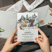エンチャント素朴ドフォレストウッドランドボーイ1歳誕生日 招待状