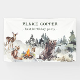 エンチャント素朴ドフォレストウッドランドボーイ1歳誕生日 横断幕