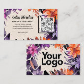 エンチャント紫オレンジフローラロゴQRコード エンクロージャーカード (正面/裏面)