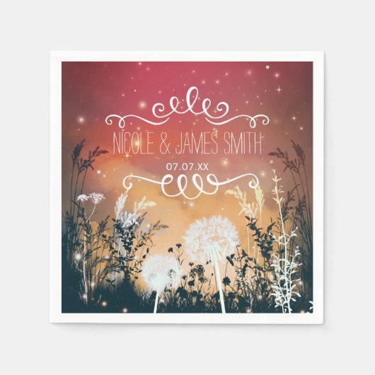 エンチャント赤夕べスカイスター&結婚リーフ スタンダードカクテルナプキン (正面)