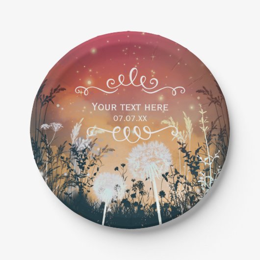 エンチャント赤夕べスカイスター&結婚リーフ ペーパープレート (正面)