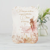 エンチャント金ゴールドとピンクフェアリー誕生日招待状 (スタンド正面)