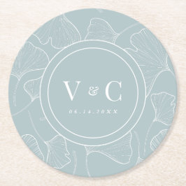 エンチャント銀杏ビロバ結婚の紙コースター ラウンドペーパーコースター