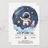 エンチャント銀河系ロケットボーイズボーイ誕生日 招待状 (正面/裏面)