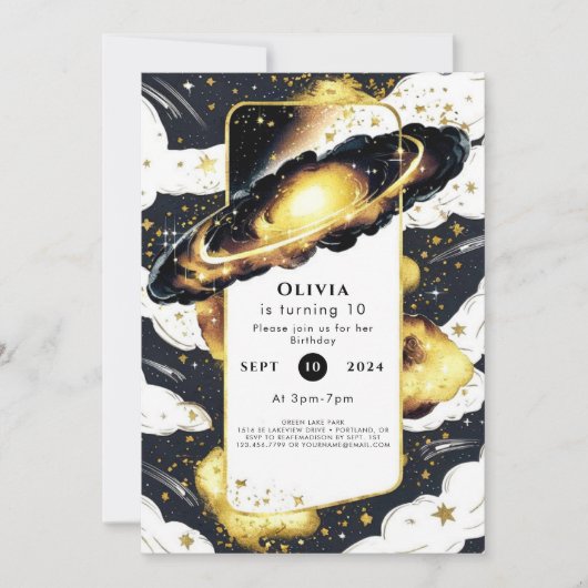 エンチャント銀河系宇宙誕生日 招待状 (正面)
