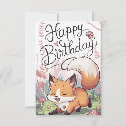 エンチャント魅力的キツネ誕生日カード カード (正面)