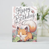 エンチャント魅力的キツネ誕生日カード カード (スタンド正面)