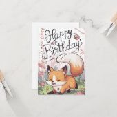 エンチャント魅力的キツネ誕生日カード カード (正面/裏面インサイチュ)