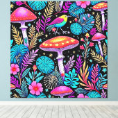 エンチャント鮮やかドフォレストキノコのアートワーク キャンバスプリント (インサイチュ (ウッドフロア))