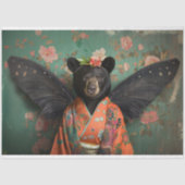 エンチャント黒ヴィンテージフローラクマのデコパージュ 薄葉紙 (正面)