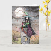 エンチャント10月ハロウィーン魔女キャットカード カード (黄色い花)