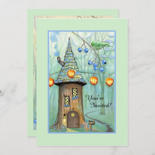 エンチャント・ウッズ誕生日パーティーの招待状(Flat) 招待状 (正面/裏面)