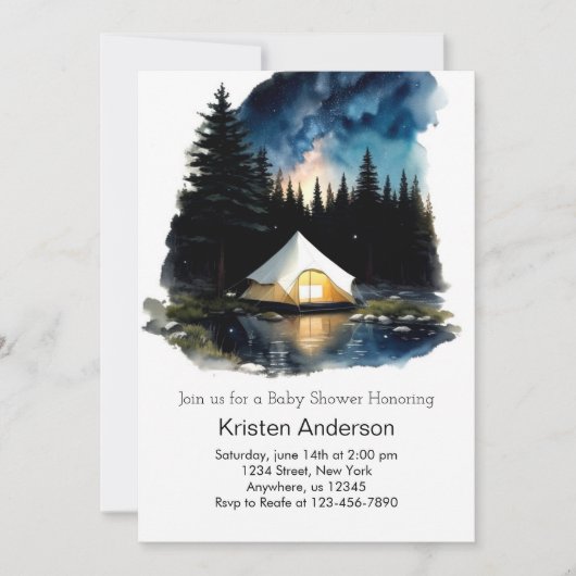 エンチャント・フォレストアドベンチャーが赤ちゃんシャワーを待つ 招待状 (正面)