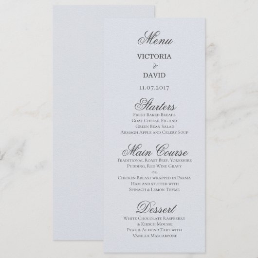 エンチャント・フォレストウッドランド結婚・ブルーのメニューカード メニュー (正面/裏面)