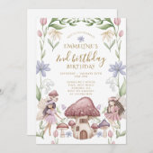 エンチャント・フォレスト・フェアリー・ガールの2歳の誕生日 招待状 (正面/裏面)