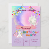 エンチャント・ユニコーン – 4th Birthdayパーティの招待状 招待状 (正面)