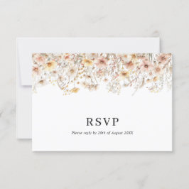 エンチャントBeige Meadow Wildflower QRコード結婚ズ 出欠カード