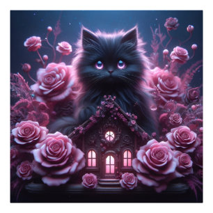 エンチャントKitten Haven: 3Dダークファンタジーアートプリント フォトプリント