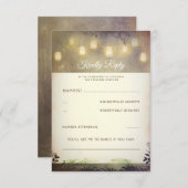 エンチャントMason Jar LightsウェディングRSVP 出欠カード (正面/裏面)