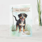 エンツレブチャーマウンテンドッグ誕生日標識 カード (正面)